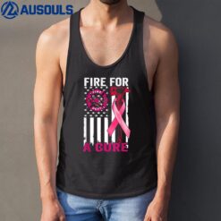 Firefighter Fight For A Cure US Flag Breast Cancer Awareness Tank Top