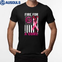 Firefighter Fight For A Cure US Flag Breast Cancer Awareness T-Shirt