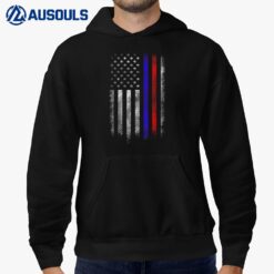 Firefighter Police Officer Red And Blue Line Flag Hoodie
