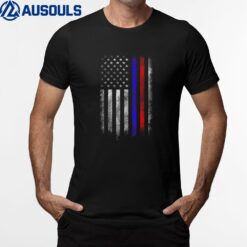 Firefighter Police Officer Red And Blue Line Flag T-Shirt