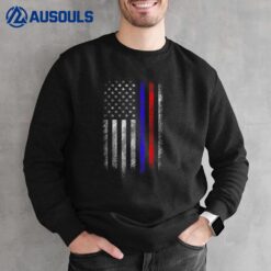 Firefighter Police Officer Red & Blue Line Flag Sweatshirt