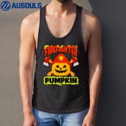 Firefighter Pumpkin Design Halloween Firefighter Tank Top