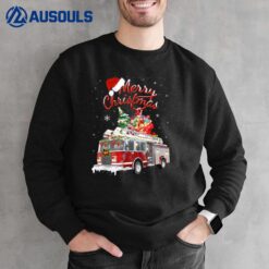 Firetruck Santa Sleigh Fireman Christmas Firefighter Xmas Sweatshirt