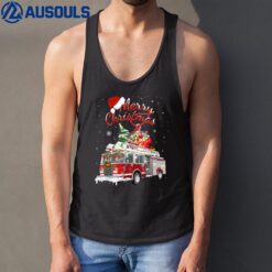 Firetruck Santa Sleigh Fireman Christmas Firefighter Xmas Tank Top