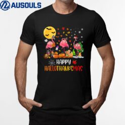 Flamingo Halloween Happy Hallothanksmas Thanksgiving Xmas T-Shirt