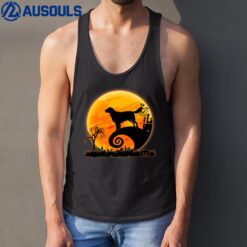 Flat Coated Retriever Dog And Moon Funny Halloween Tank Top