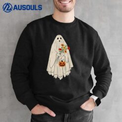 Floral Ghost Halloween Pumpkin Sweatshirt