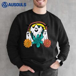 Floral Ghosts Retro Groovy Halloween Costume Sweatshirt