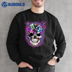 Floral Skull Halloween Butterfly Decor Gothic Sweatshirt