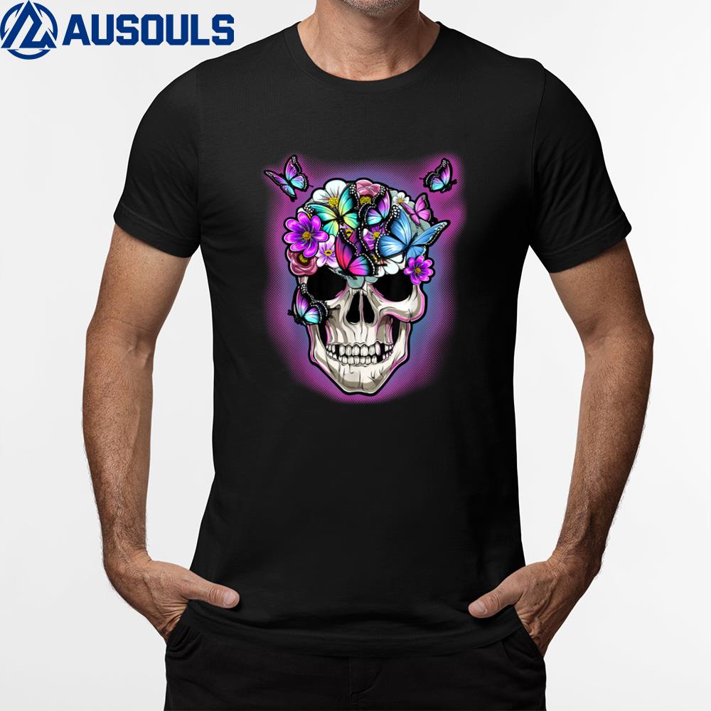 Floral Skull Halloween Butterfly Decor Gothic T-Shirt Hoodie Sweatshirt For Men Women