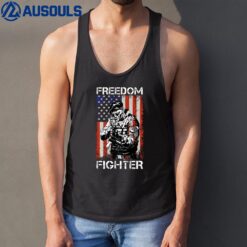 Freedom Fighter American Veteran USA Flag AR-15 Tank Top