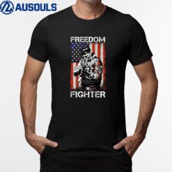 Freedom Fighter American Veteran USA Flag AR-15 T-Shirt