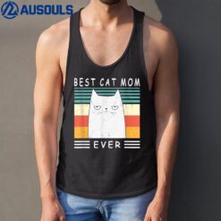 Funny Cat Best Cat Mom Ever Meow Cat Mommy Black Cat Tank Top