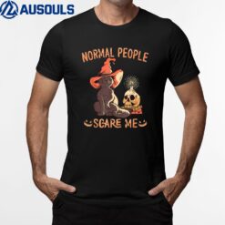 Funny Cat Halloween Normal People Scare Me T-Shirt