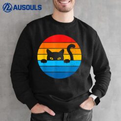 Funny Cat Kitten Meme Vintage Retro Sunset Peeping Curious Sweatshirt