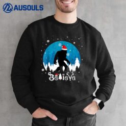 Funny Christmas Xmas Bigfoot Believe Sasquatch In Moon Light Sweatshirt