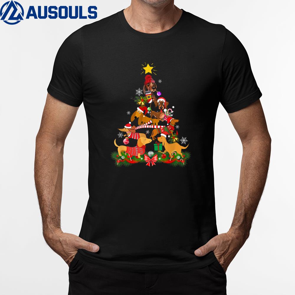 Funny Dachshund Christmas Tree Ornament Decor Gifts Funny T-Shirt Hoodie Sweatshirt For Men Women