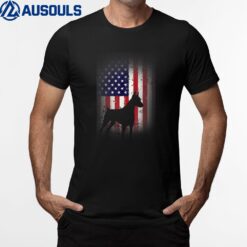 Funny Doberman Pinscher Art Doberman US Flag T-Shirt