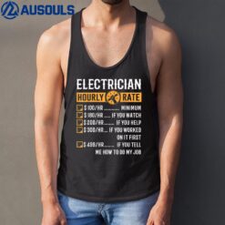 Funny Electrician Gifts - Electrician Hourly Rate Tank Top