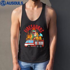 Funny Firesaurus Firefighter Saurus T Rex Firetruck Fireman Tank Top