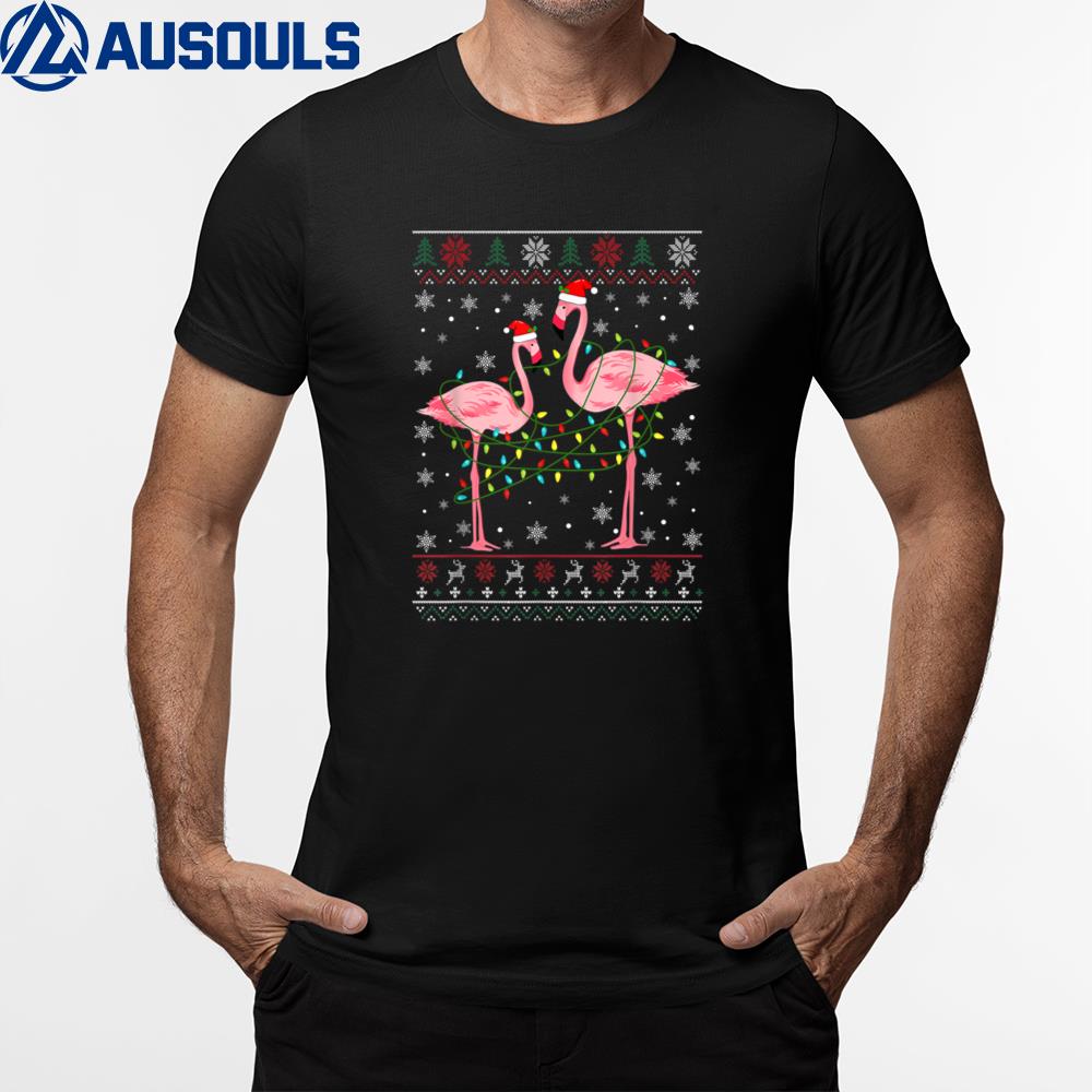Funny Flamingo Lights Tangled Christmas Animals T-Shirt Hoodie Sweatshirt For Men Women
