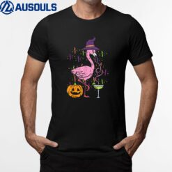Funny Flamingo Witch Happy Halloween T-Shirt