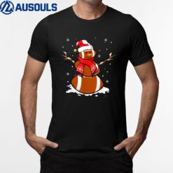 Funny Football Snowman Christmas Pajamas Matching Gifts Idea T-Shirt