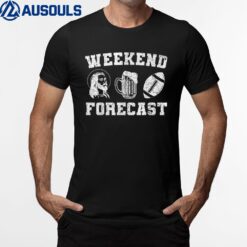 Funny Football Weekend Forecast Jesus Football And Beer T-Shirt