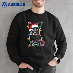 Funny French Bulldog Dog Tree Christmas Lights Xmas Pajama Sweatshirt