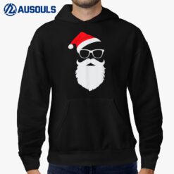 Funny Hipster Santa Face with Hat beard & Glasses Christmas Hoodie