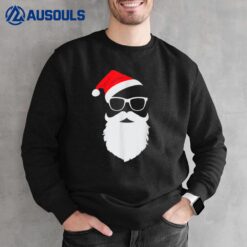 Funny Hipster Santa Face with Hat beard & Glasses Christmas Sweatshirt