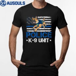 Funny Police K9 Unit Patriotic Flag Police Dog T-Shirt