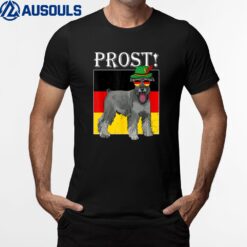 Funny Prost Lederhosen Schnauzer Dog German Flag Oktoberfest T-Shirt