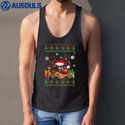 Funny Reindeer Lovers Santa Hat Christmas Tank Top