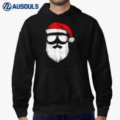 Funny Santa Claus Face Sunglasses With Hat Beard Christmas Hoodie