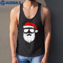 Funny Santa Claus Face Sunglasses With Hat Beard Christmas Tank Top