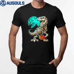 Funny Skeleton T-Rex Halloween Boys Dino Kids Fossil Bones T-Shirt