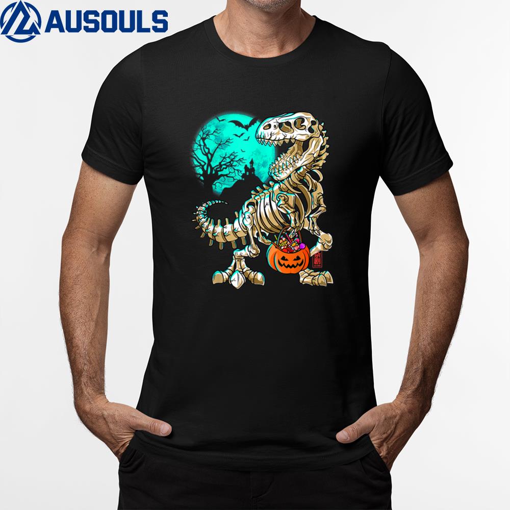 Funny Skeleton T-Rex Halloween Boys Dino Kids Fossil Bones T-Shirt Hoodie Sweatshirt For Men Women