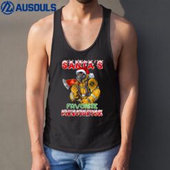 Funny Xmas Volunteer Santa Claus Firefighter Men Christmas Tank Top