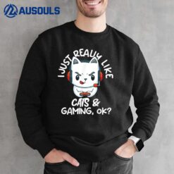 Gamer Boy And Girl Funny Cats Lover Video Games Cat Gaming Sweatshirt