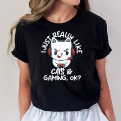Gamer Boy And Girl Funny Cats Lover Video Games Cat Gaming T-Shirt