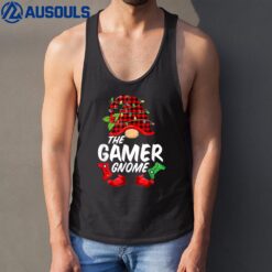 Gamer Gnome Plaid Red Funny Christmas Video Gamer Men Boys Tank Top