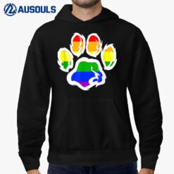 Gay LGBT Ally Furry Pride Rainbow Fursuit Dog Paw Print Hoodie