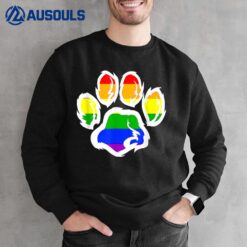 Gay LGBT Ally Furry Pride Rainbow Fursuit Dog Paw Print Sweatshirt