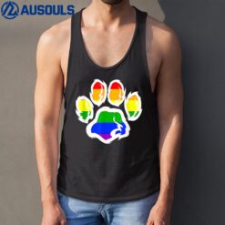 Gay LGBT Ally Furry Pride Rainbow Fursuit Dog Paw Print Tank Top