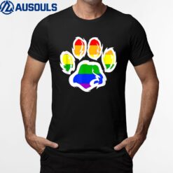 Gay LGBT Ally Furry Pride Rainbow Fursuit Dog Paw Print T-Shirt