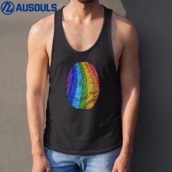Gay Lesbian Transgender LGBT Fingerprint Rainbow Flag Tank Top