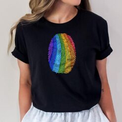 Gay Lesbian Transgender LGBT Fingerprint Rainbow Flag T-Shirt