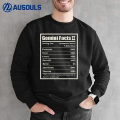 Gemini Zodiac Sign Fun Facts Shirt Men Women Birthday Sweatshirt