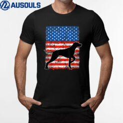 German Short-haired Pointer Dog Silhouette American flag T-Shirt